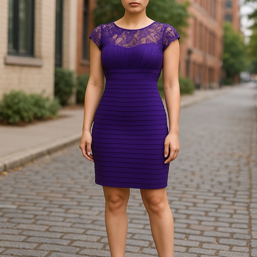 Purple lace dress size 8, NWOT